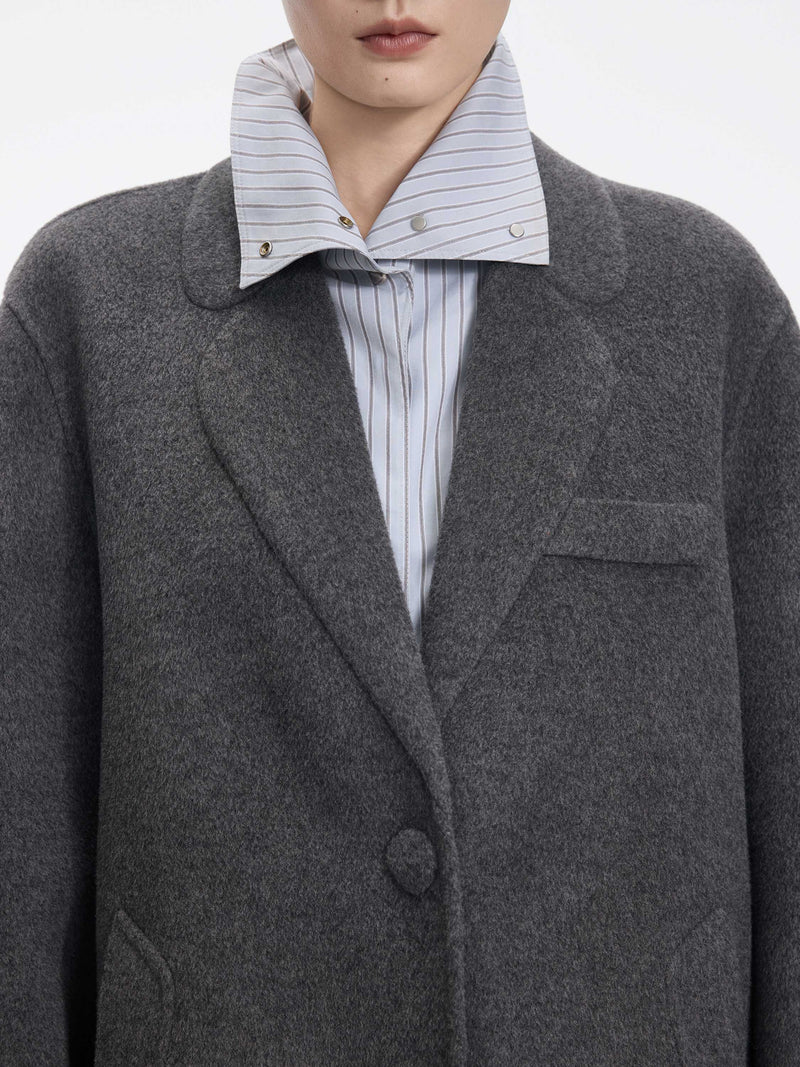 Coat / JNBY Oversized Wool Double-Face Blazer Heather Grey-1