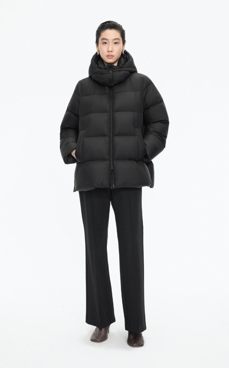 Down Coat / JNBY A-Line Detachable Hooded Down Coat Black
