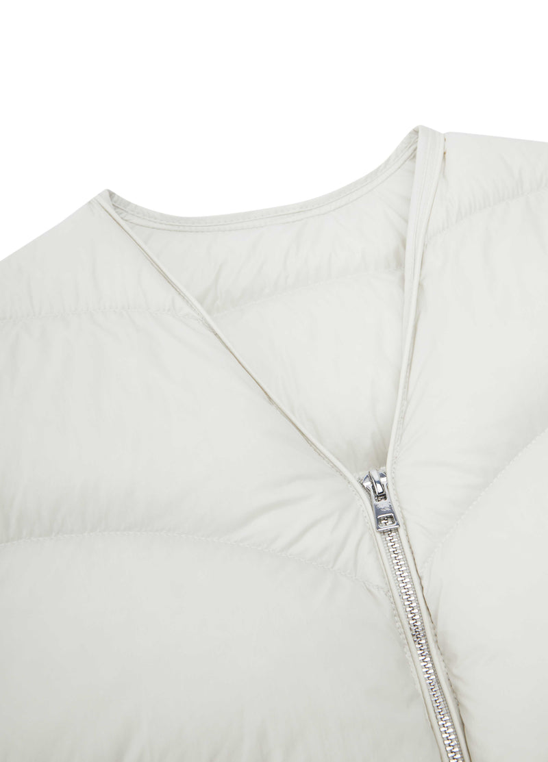 Down Jacket / JNBY 90% White Duck Down V-Neck Puffer Cool Grey White-2