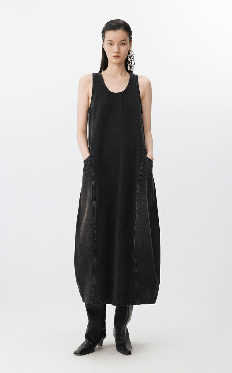 Dress / JNBY Colorful Denim Sleeveless Dress Black