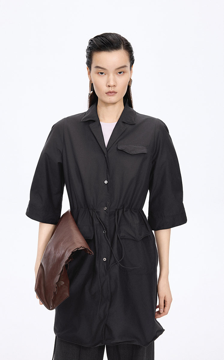 Dress / JNBY Cotton Silk A-Line Short Sleeve Dress