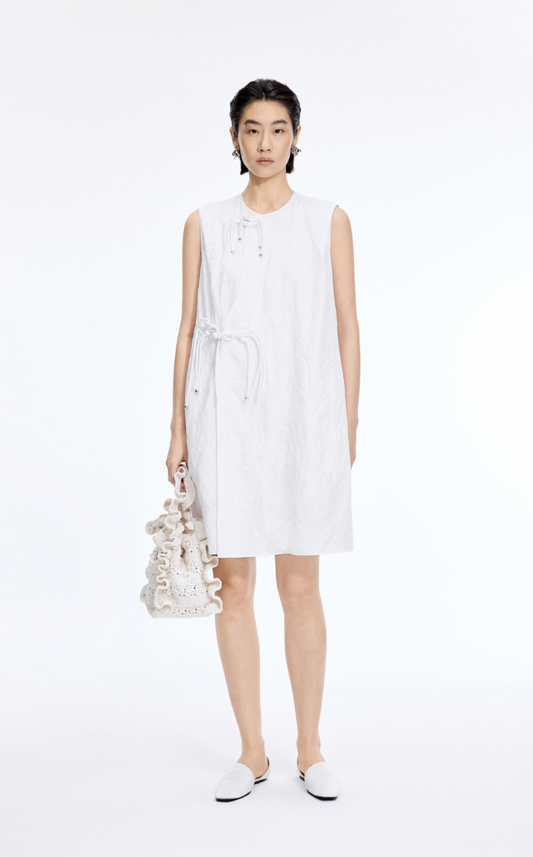 Dress / JNBY Floral Embroidered Cotton Sleeveless Dress White