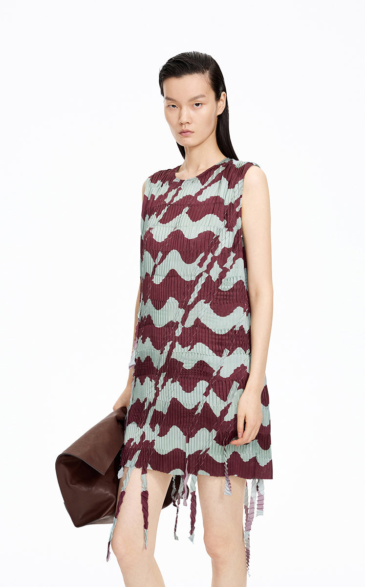 Dress / JNBY Pleated Fringe Hem Sleeveless Mini Dress