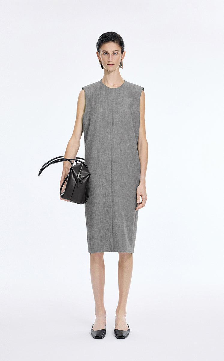 Dress / JNBY Round-Veck Sleeveless Shift Dress Black & White Stripe Check