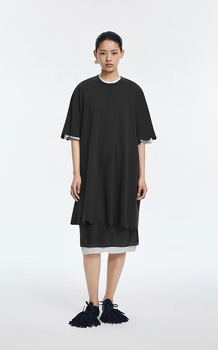 Dress / JNBY Cotton A-Line Short Sleeve Dress Dark Navy
