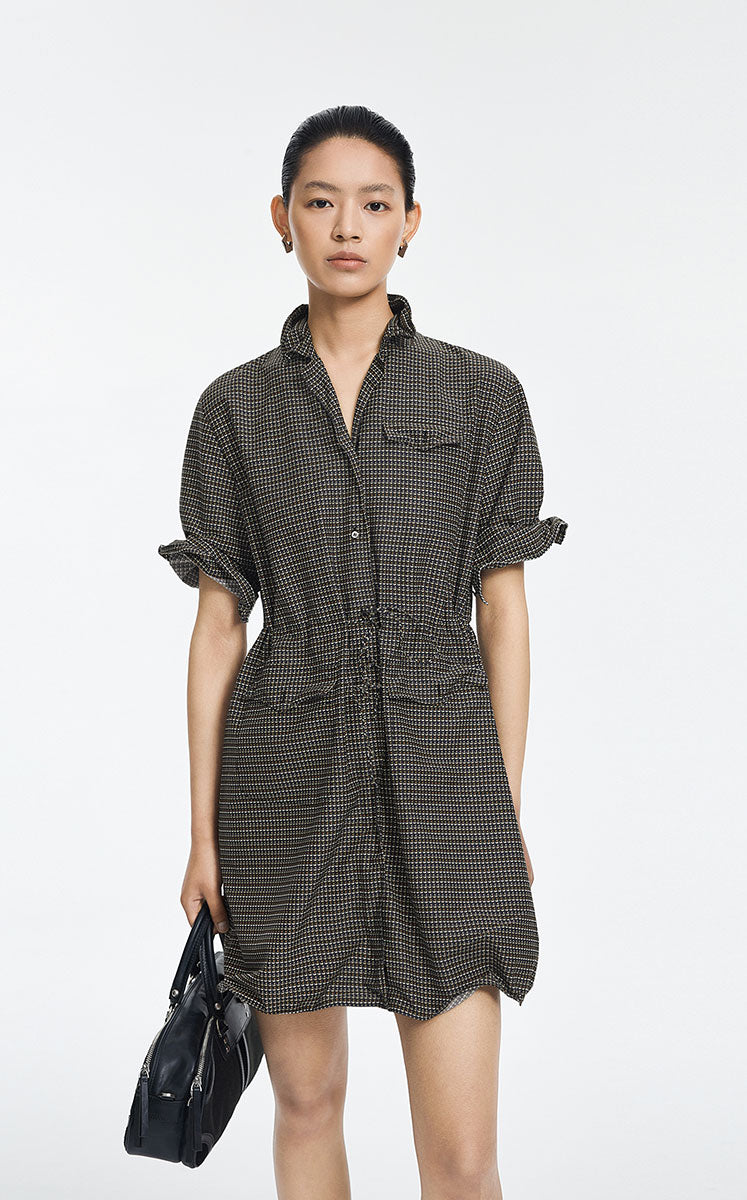 Dress / JNBY Cotton Silk Geometric Print Shirt Dress