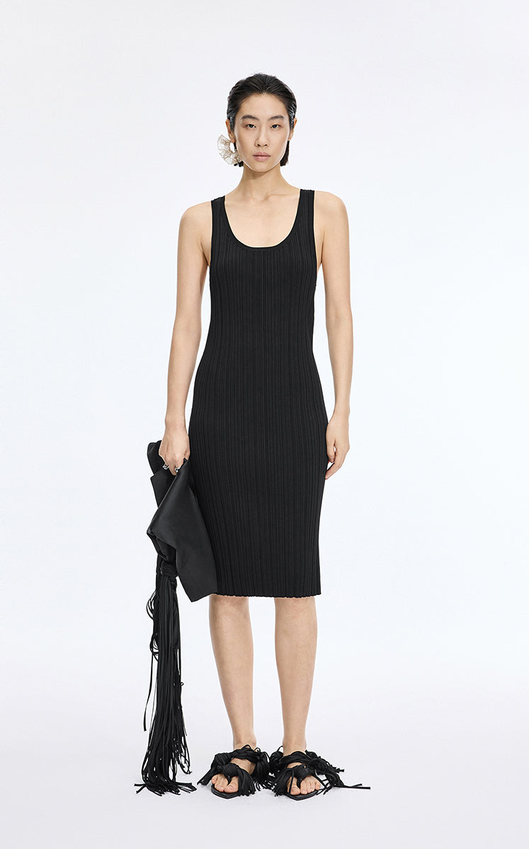 Dress / JNBY Ribbed Knit Sleeveless Dress Black