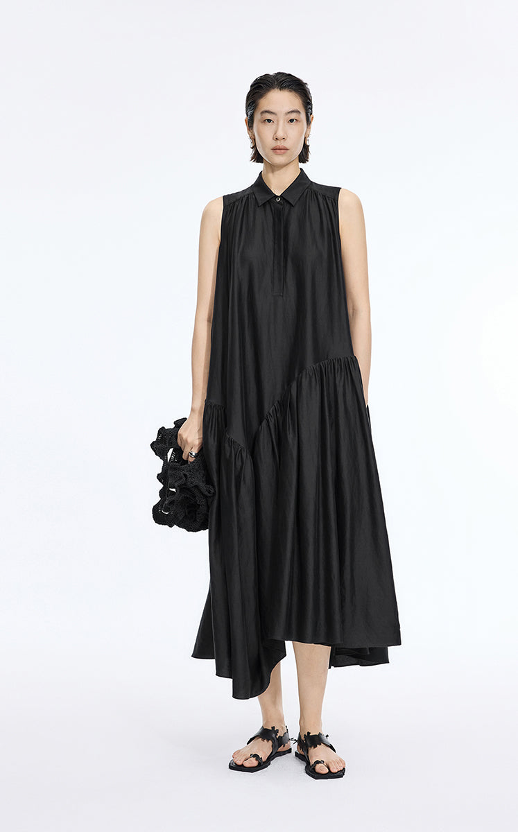 Dress / JNBY Silk-Blend Fishtail Shirt Dress Black