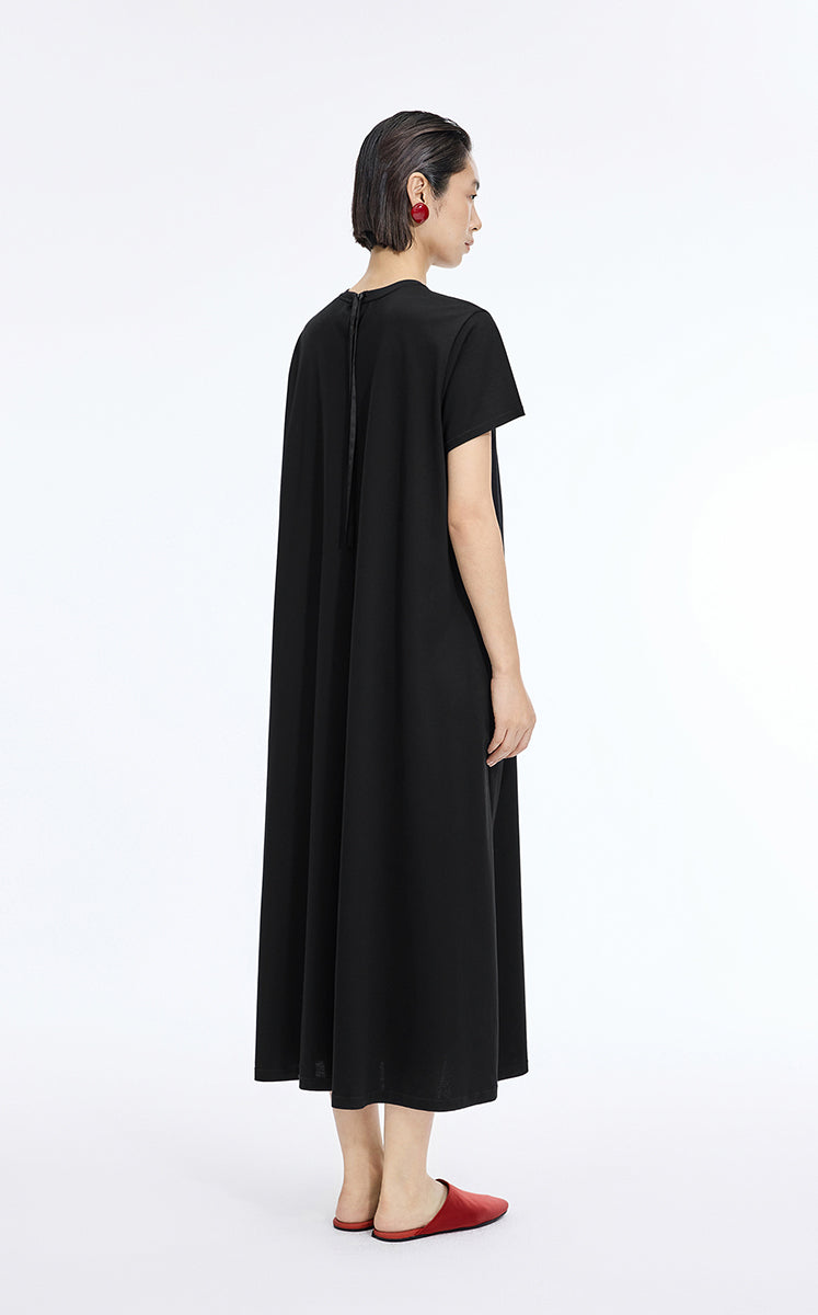 Dress / JNBY Cotton A-Line Short Sleeve Dress Black-2