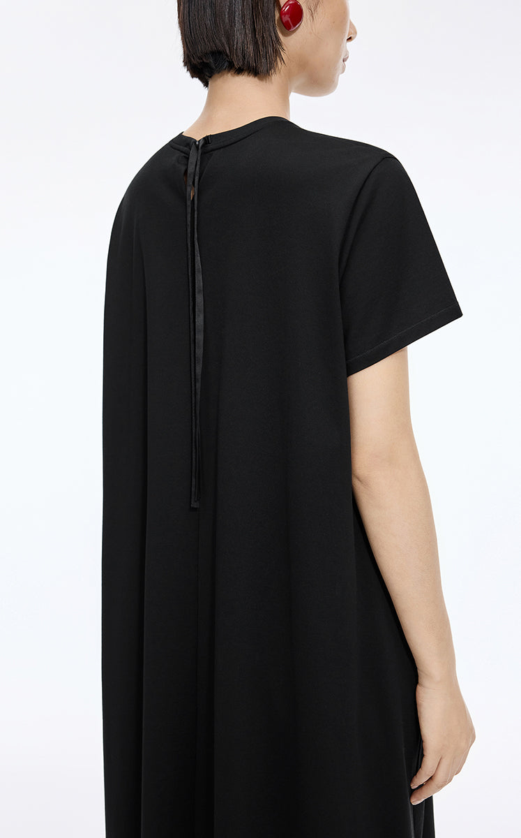 Dress / JNBY Cotton A-Line Short Sleeve Dress Black-2