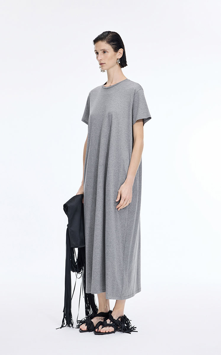 Dress / JNBY Cotton A-Line Short Sleeve Dress Mid Grey Marl-1