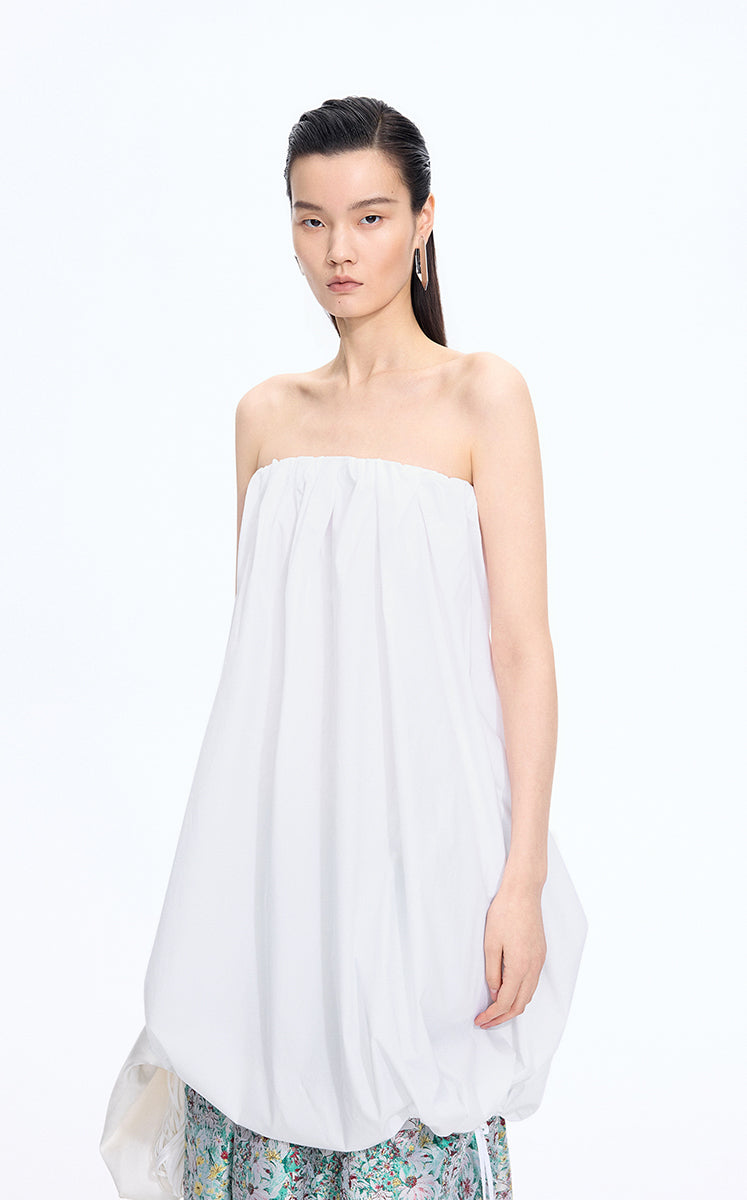 Dress / JNBY Cotton Poplin Strapless Dress Ecru-2