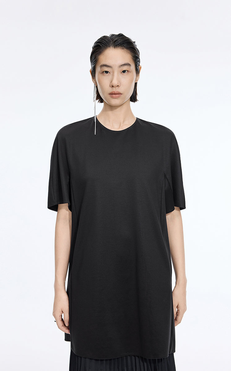Dress / JNBY Lyocell Blend A-Line Short Sleeve Dress Black-2