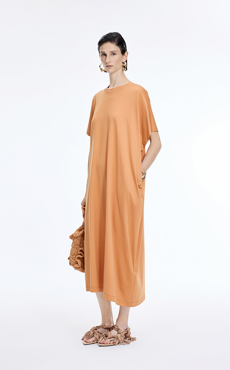Dress / JNBY Mercerized Cotton Short Sleeve Maxi Dress Burnt Orange-2