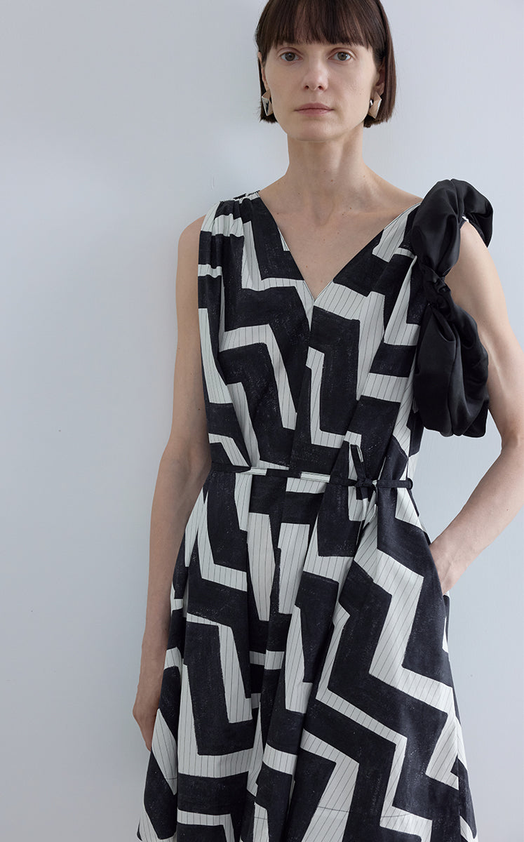 Dress / JNBY Pop Stripe Sleeveless Dress Yellow & Black-1