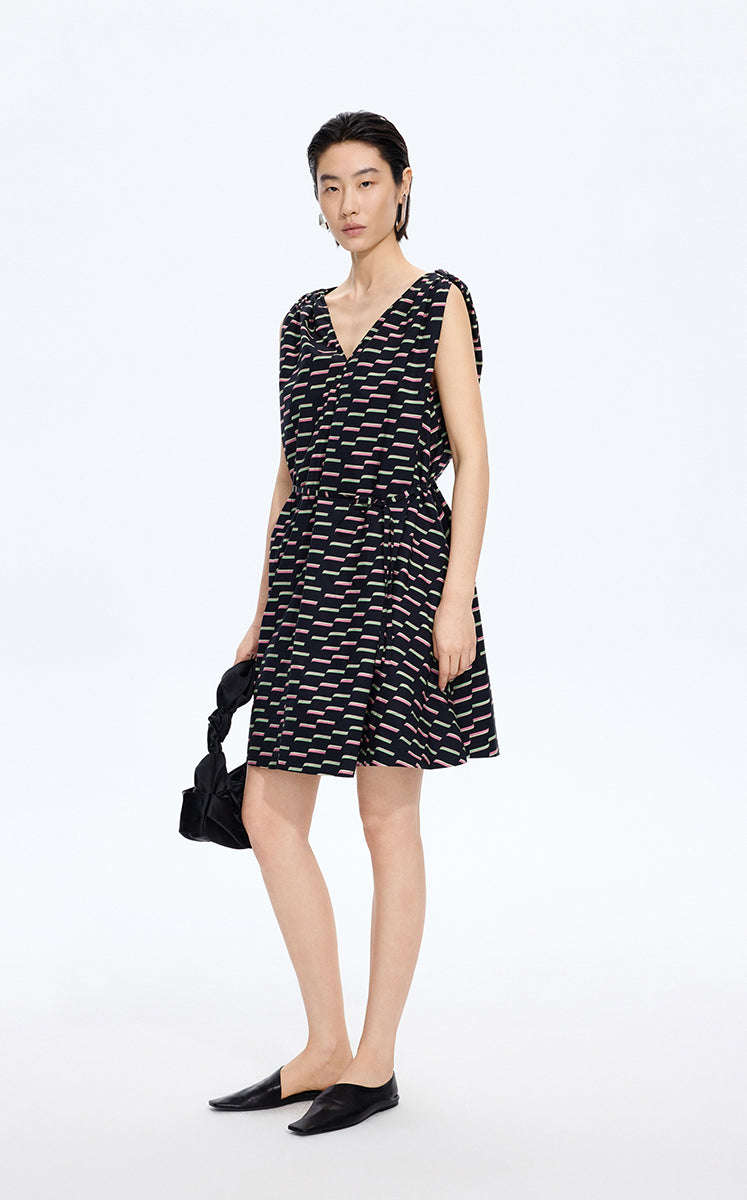 Dress / JNBY Pop Stripe Sleeveless Dress Black Marl-3