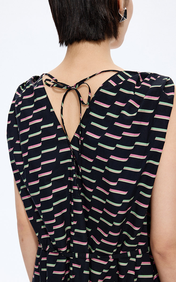 Dress / JNBY Pop Stripe Sleeveless Dress Black Marl-3