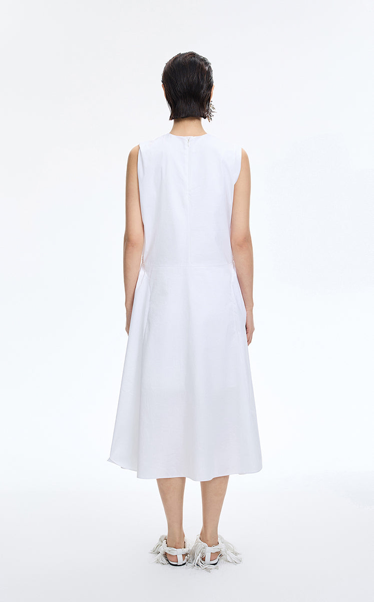 Dress / JNBY Relaxed Twisted-Waist Sleeveless Dress Off White-1