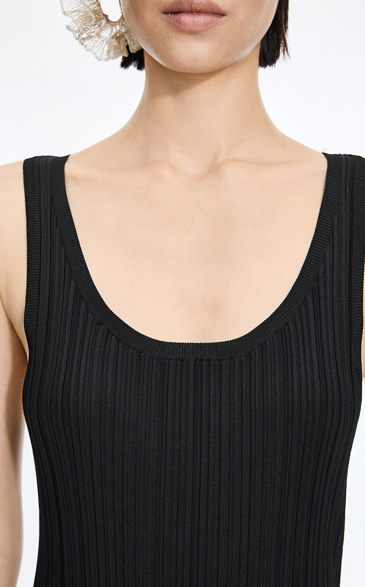 Dress / JNBY Ribbed Knit Sleeveless Dress Black-1