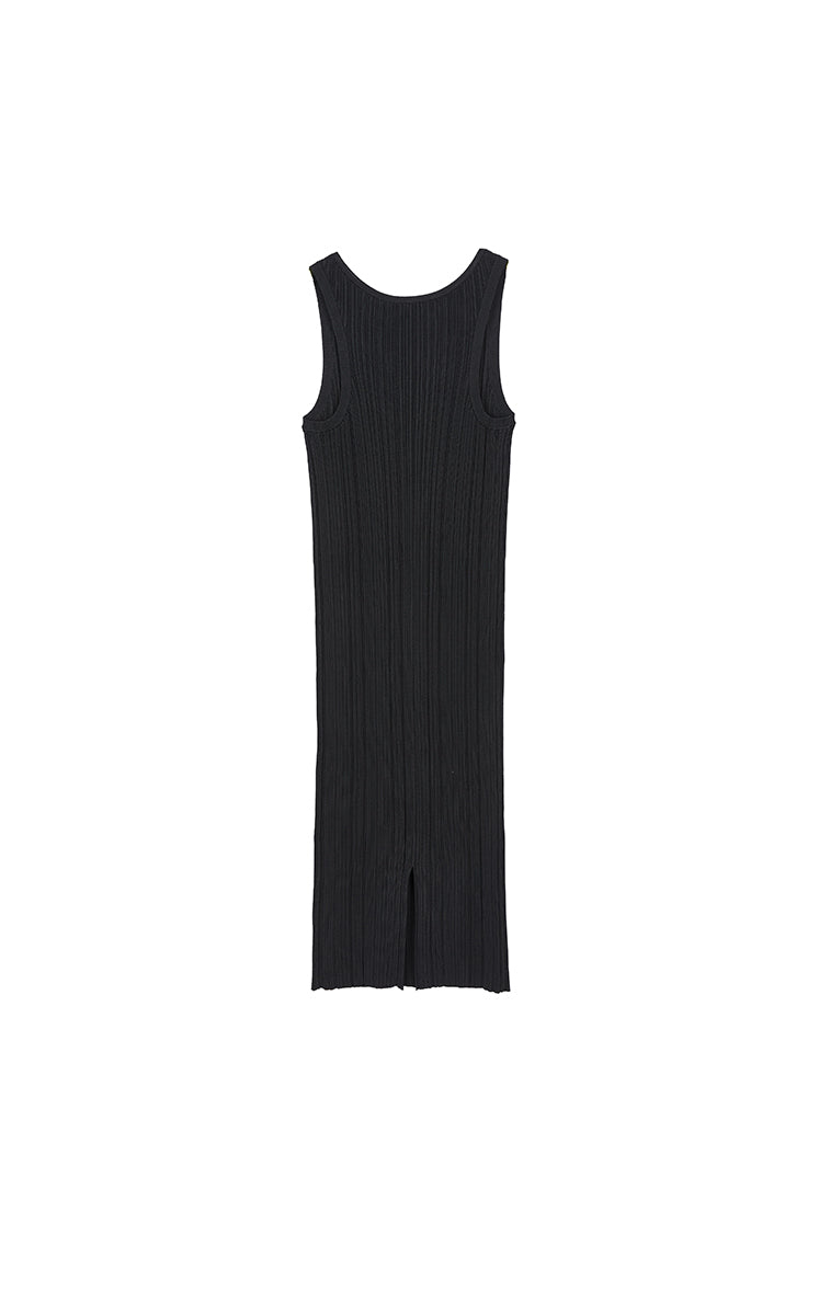 Dress / JNBY Ribbed Knit Sleeveless Dress Black-1