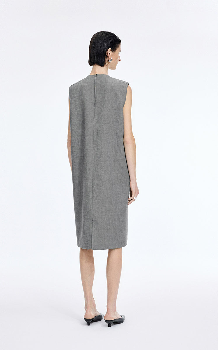 Dress / JNBY Round-Veck Sleeveless Shift Dress Black & White Stripe / Check-1