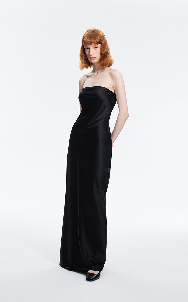 Dress / JNBY Silk Strapless Maxi Dress Black-2