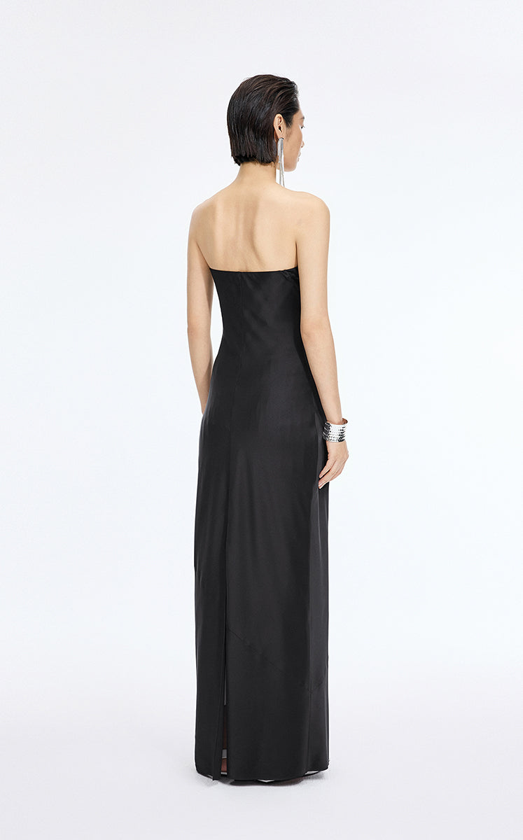 Dress / JNBY Silk Strapless Maxi Dress Black-2