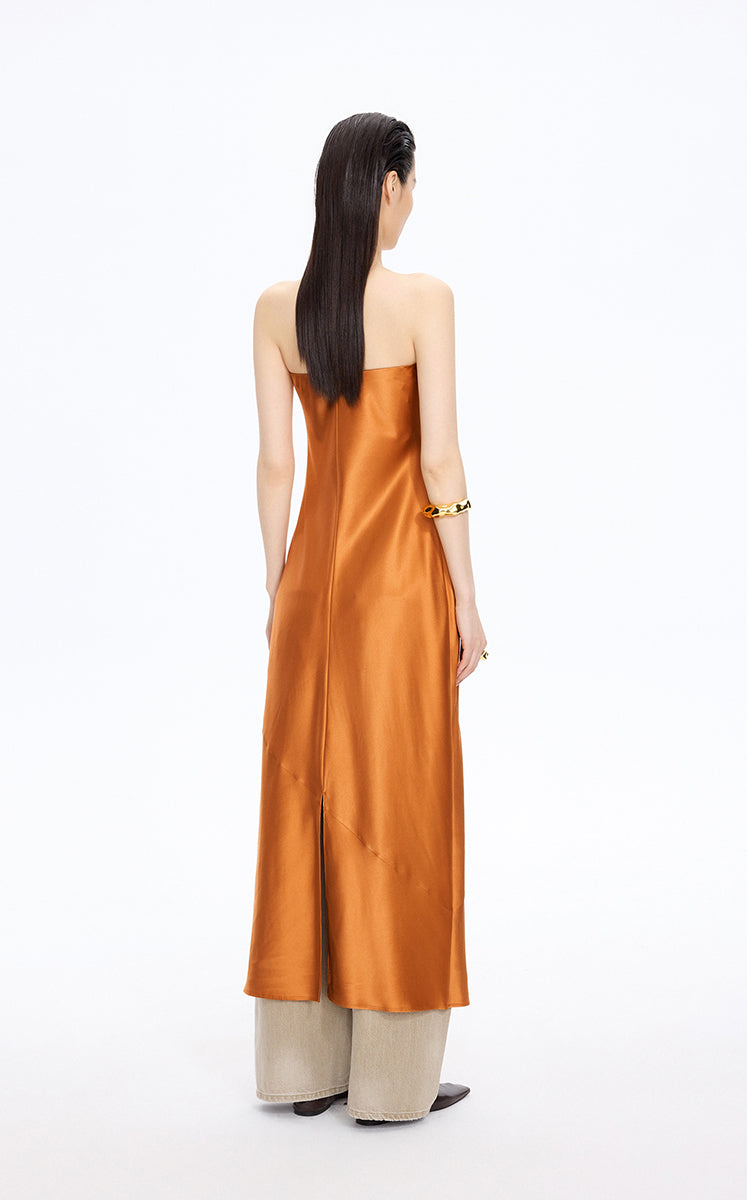 Dress / JNBY Silk Strapless Maxi Dress Burnt Orange-1