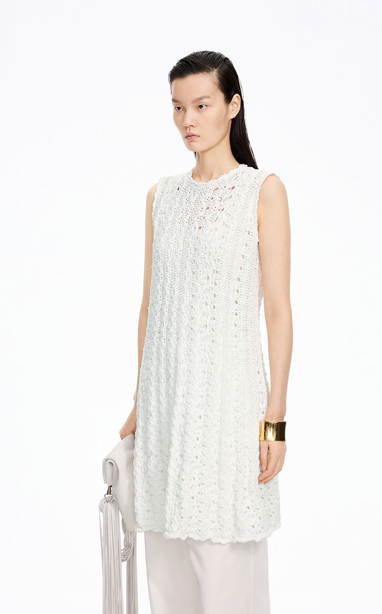 Dress / JNBY Sleeveless Knit A-Line Dress Off White-2