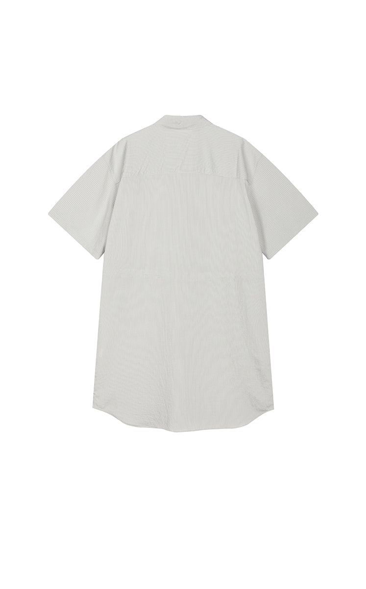 Dress / JNBY Textured Stripe Drawstring Shirt Dress Sage Green-1