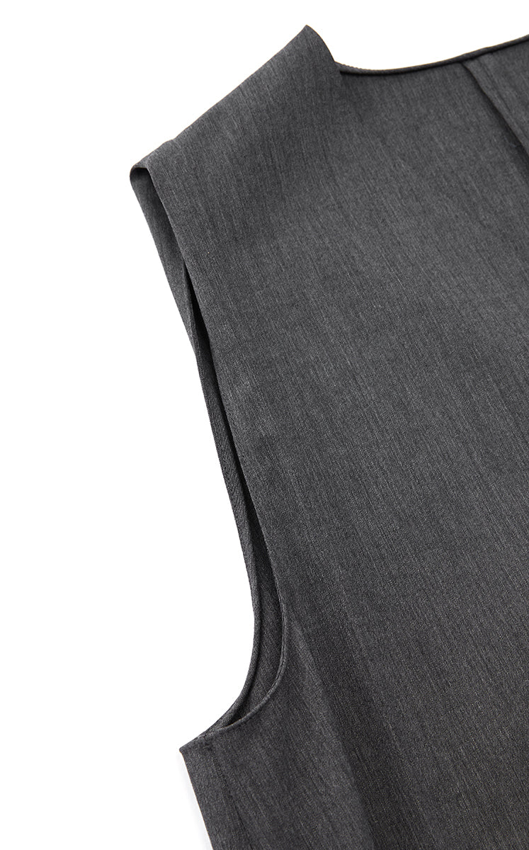Dress / JNBY V-Neck Pleated Maxi Dress Dark Grey Marl-1