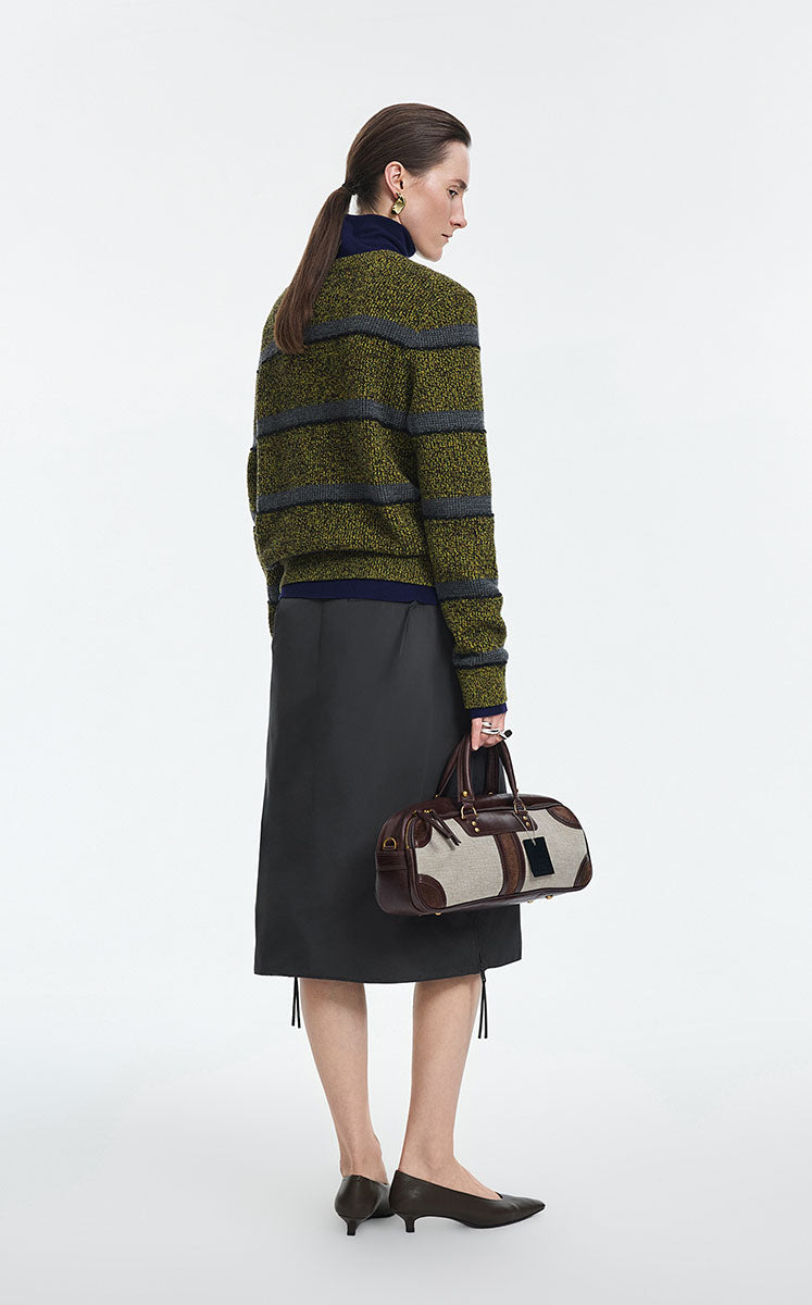 Handbag / JNBY Leather and Fabric Tote Bag
