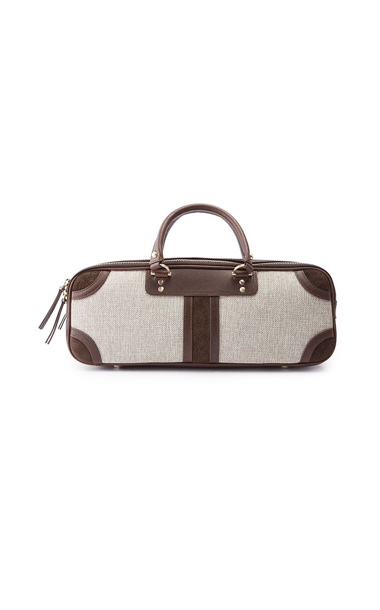Handbag / JNBY Leather and Fabric Tote Bag Heather Brown M