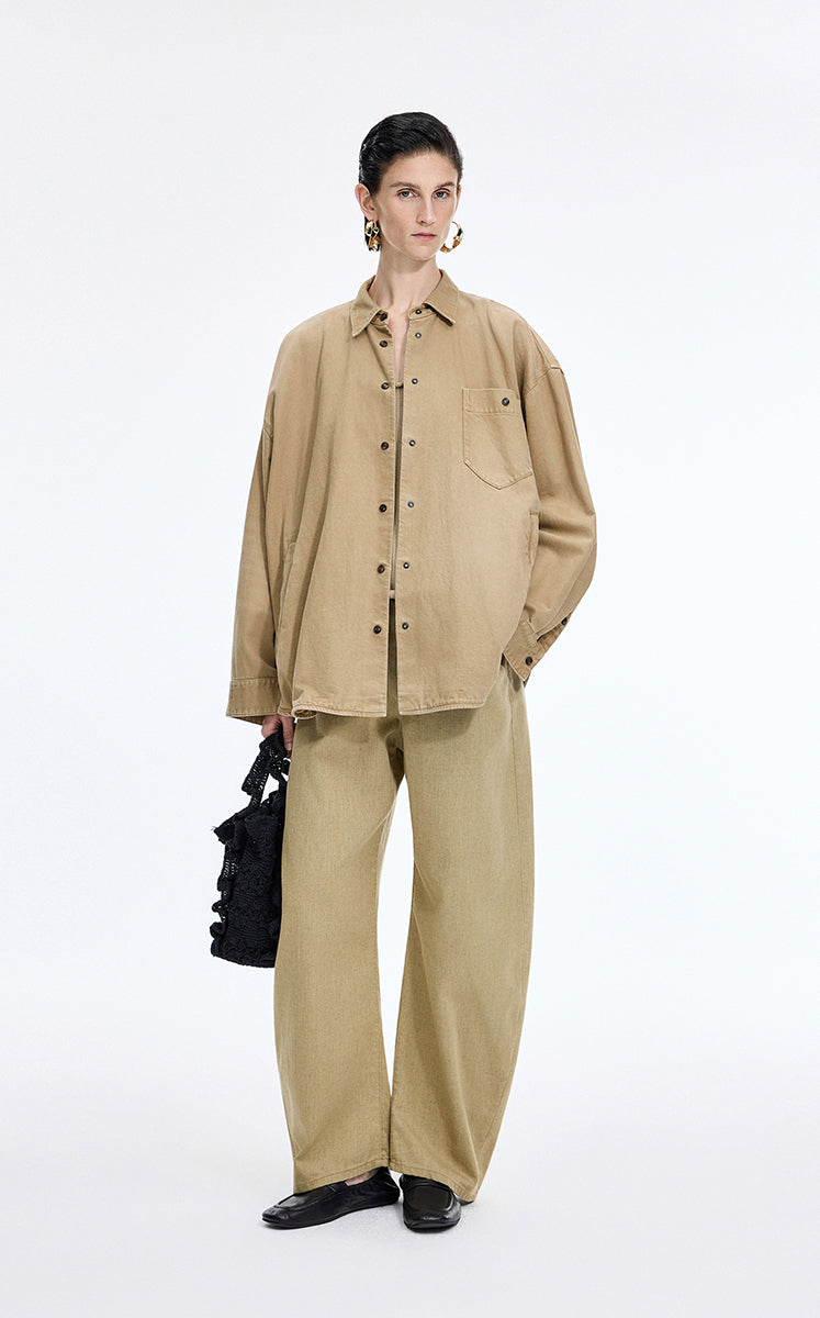 Jacket / JNBY Oversized Cotton-Linen Denim Jacket Kahaki