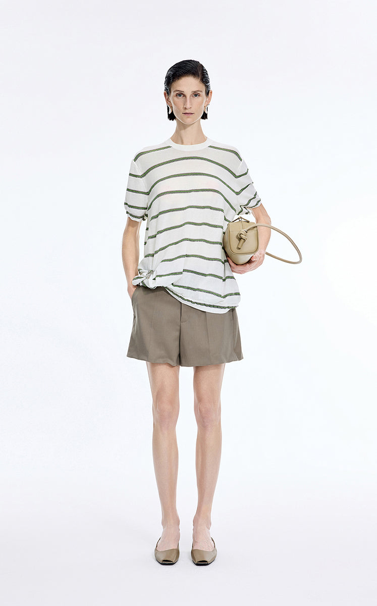 Knit / JNBY Striped Asymmetric Pullover Knit Beige