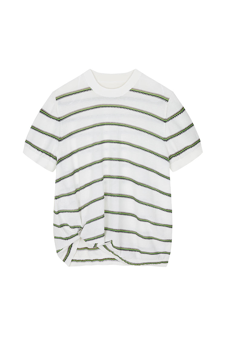 Knit / JNBY Striped Asymmetric Pullover Knit Beige-3