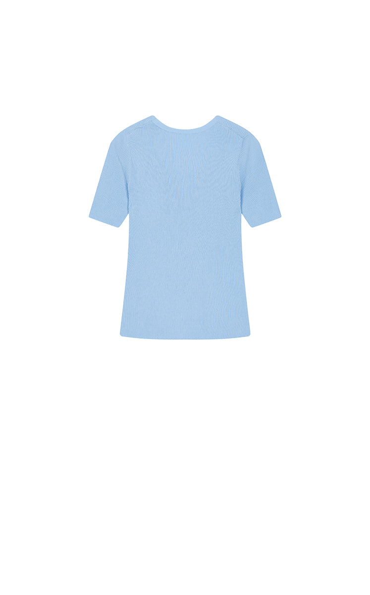 Knit Top / JNBY Moisture-Wicking Cotton Blend Short Sleeve Knit Powder Blue-1