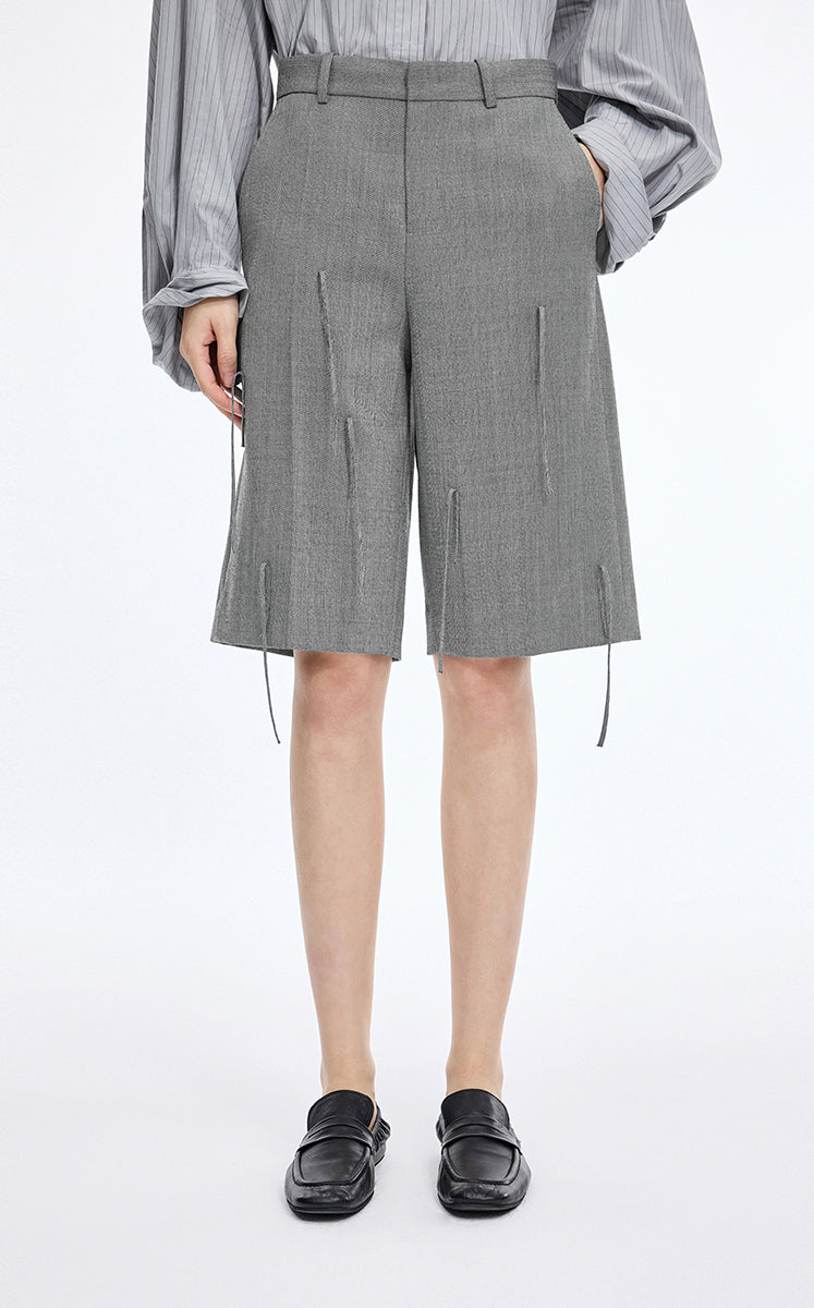 Pants / JNBY A-Line Wool Fringe Cropped Pants Grey