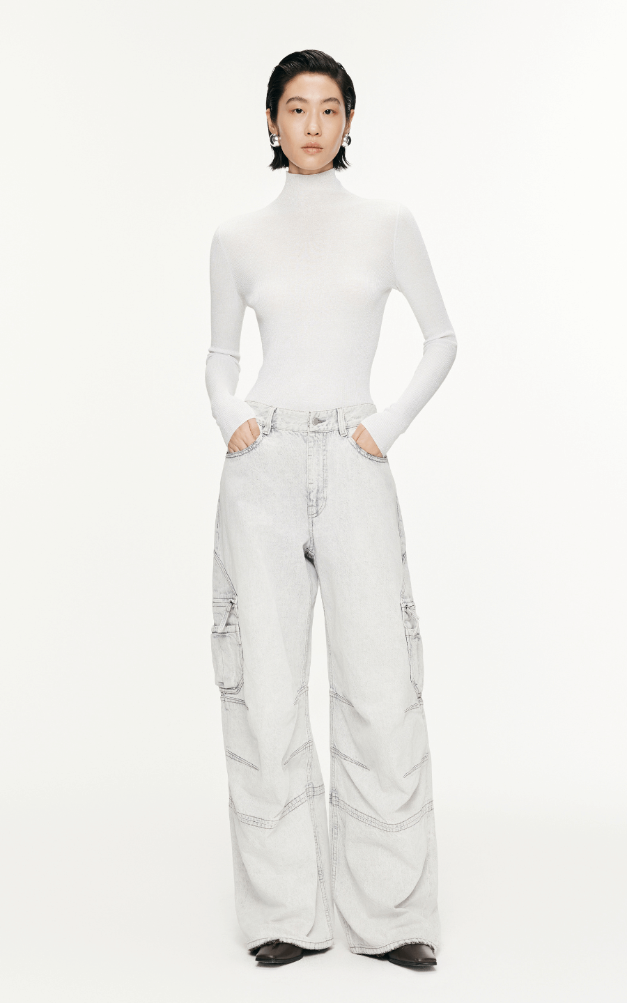 Pants / JNBY Relaxed Extra Long Cargo Jeans Gray
