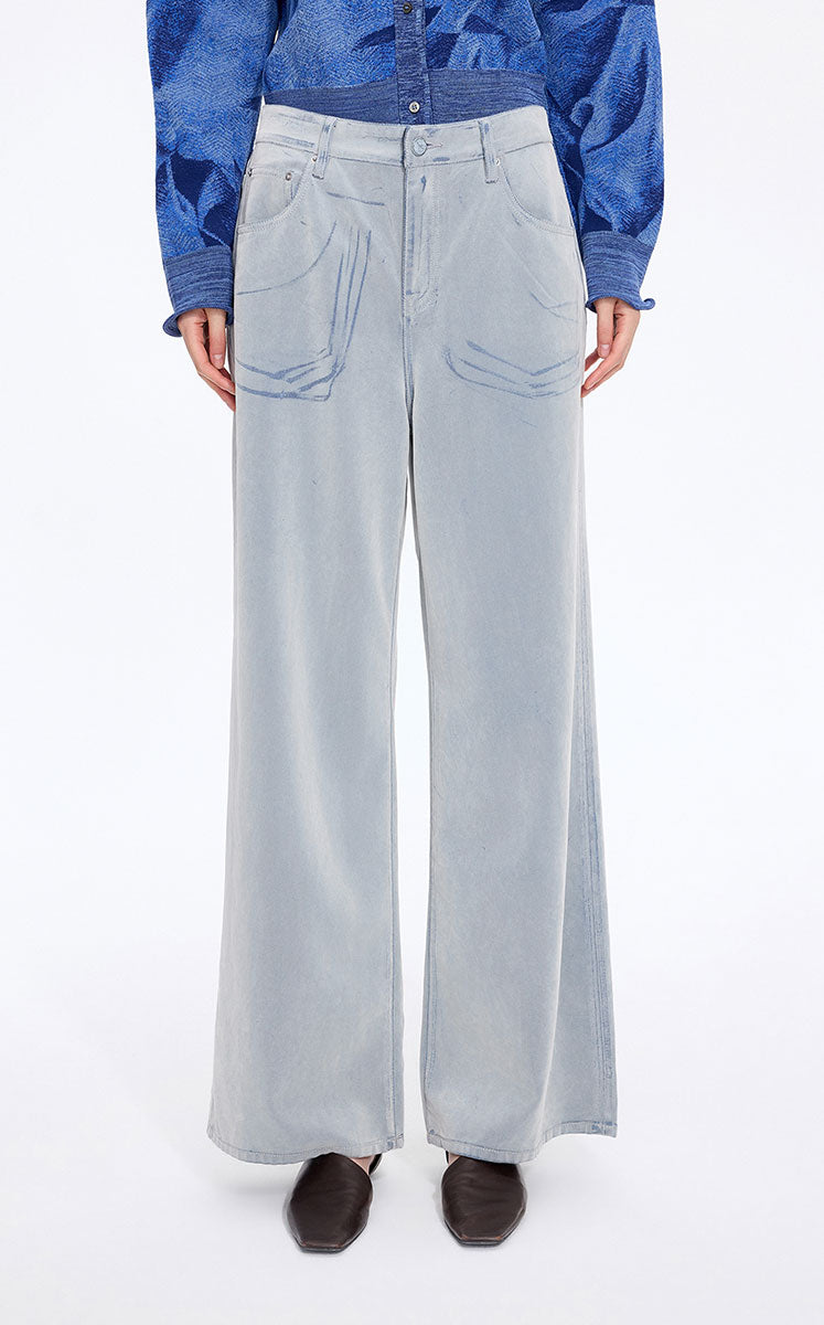 Pants / JNBY Relaxed Flared Lyocell Denim Pants Blue
