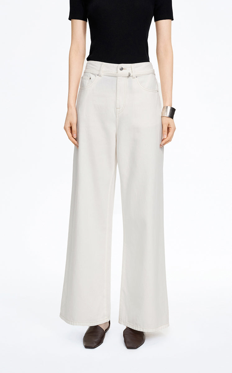 Pants / JNBY Relaxed Wide-Leg Cotton-Lyocell Blend Jeans White Denim