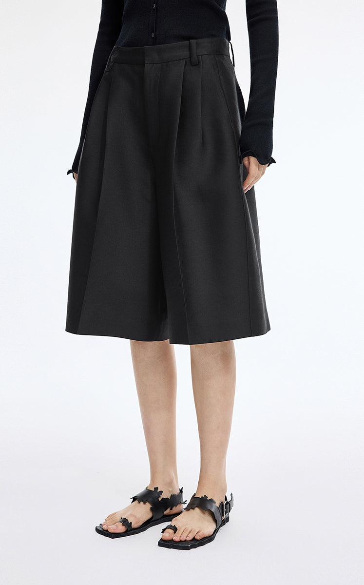 Pants / JNBY Silk Wool Wide-Leg Cropped Pants
