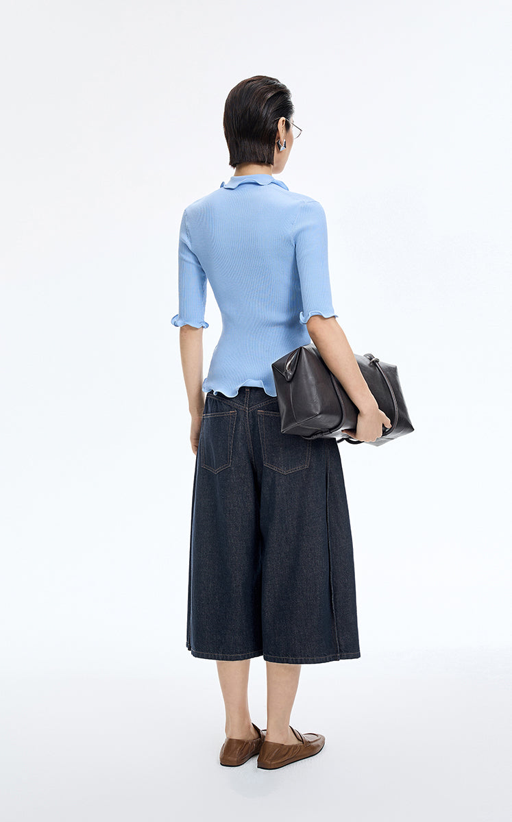 Pants / JNBY Wide-Leg Cropped Denim Pants