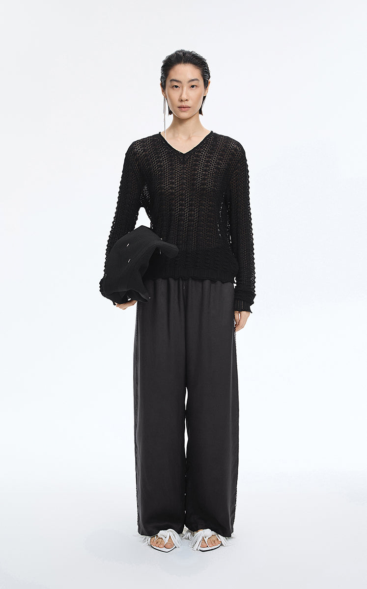 Pants / JNBY Cupro Jacquard Wide-Leg Pants