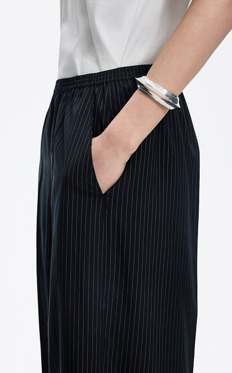 Pants / JNBY Striped Modal Blend Wide Leg Trousers