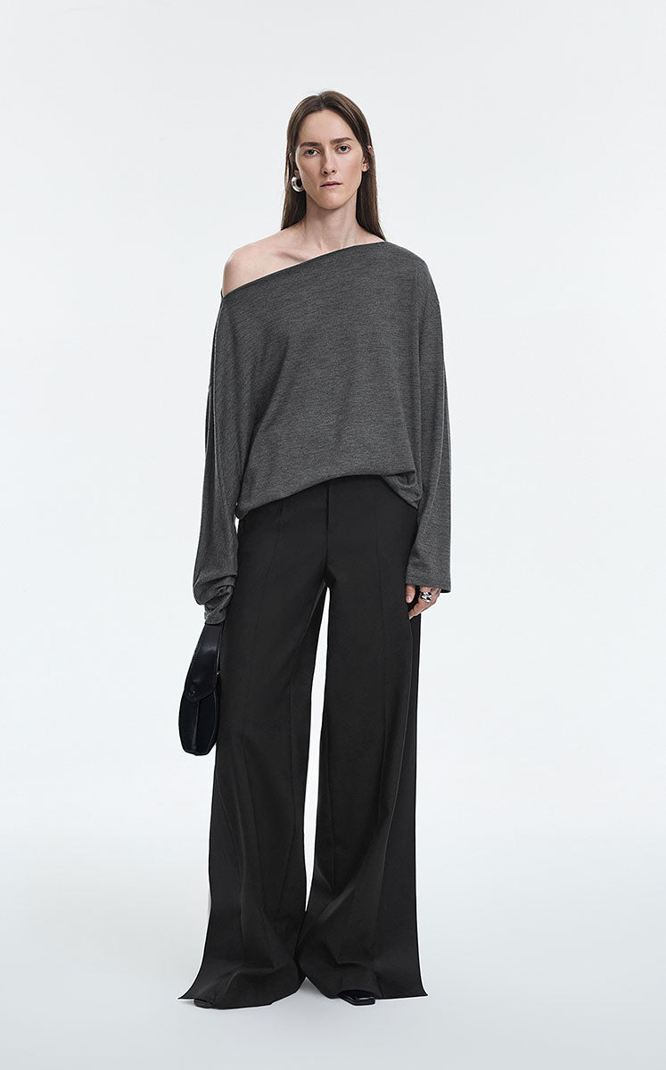 Pants / JNBY Wool Blend Spliced Wide-Leg Trousers