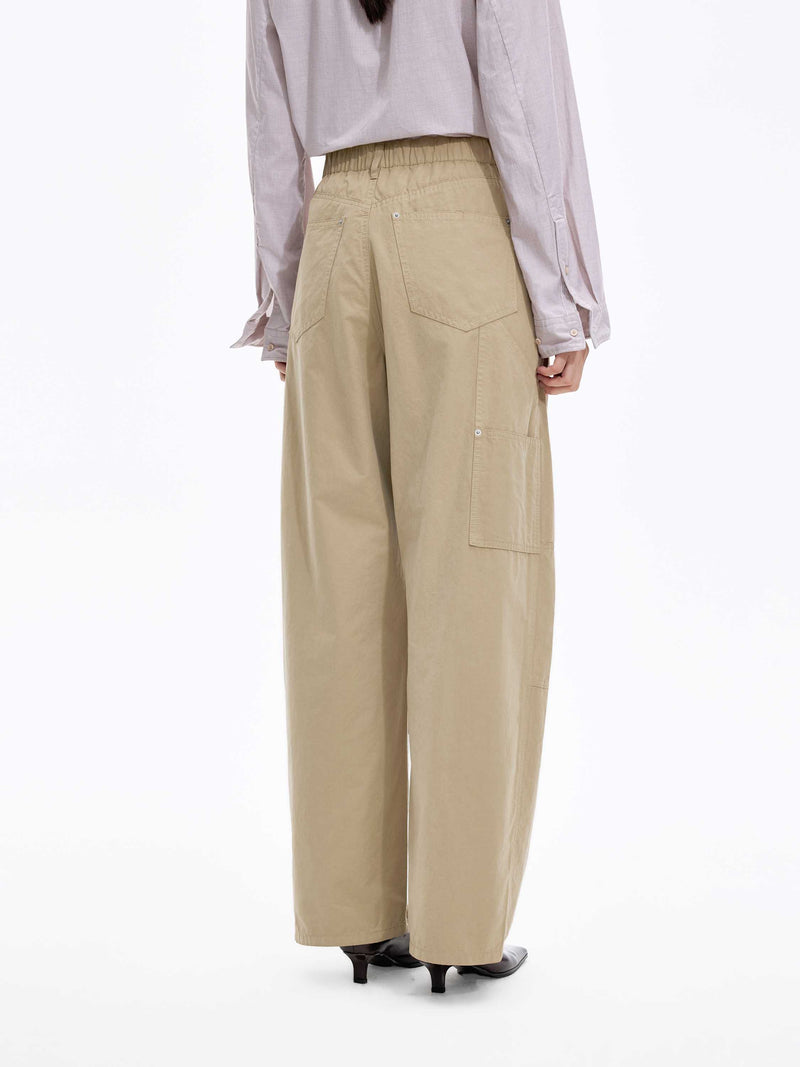Pants / JNBY Cotton Blend Wide Leg Cargo Trousers Light Grey Khaki-1