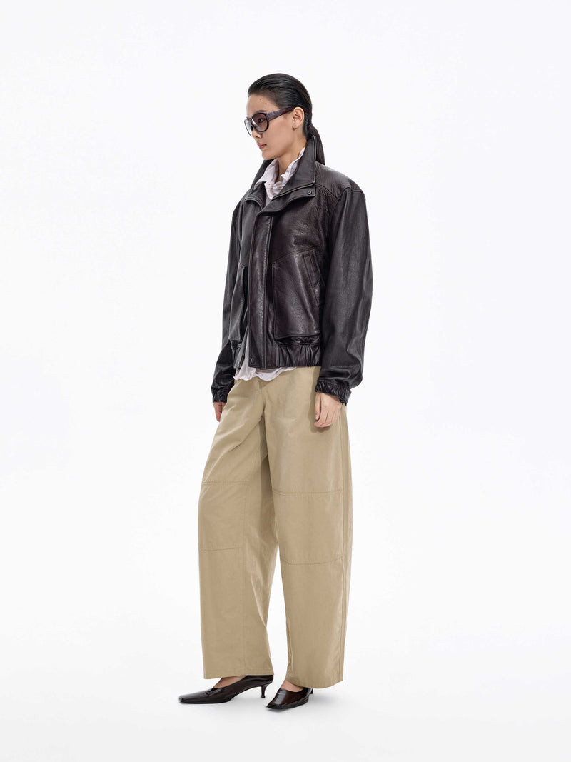 Pants / JNBY Cotton Blend Wide Leg Cargo Trousers Light Grey Khaki-1