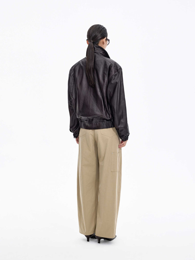 Pants / JNBY Cotton Blend Wide Leg Cargo Trousers Light Grey Khaki-1
