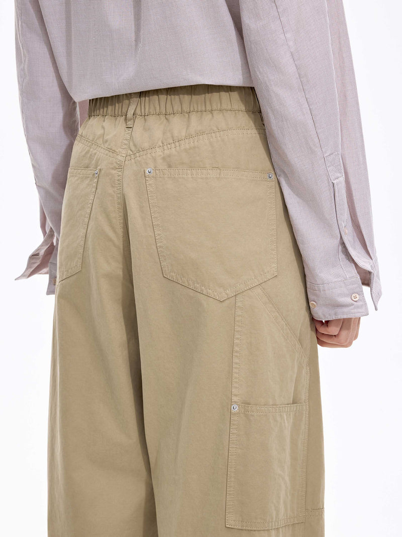 Pants / JNBY Cotton Blend Wide Leg Cargo Trousers Light Grey Khaki-1